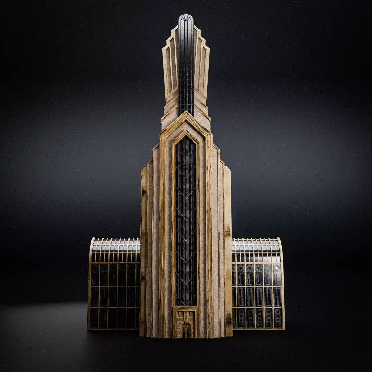 ART DECO SKYSCRAPER BUILDING 01 Low-poly 3D model_0