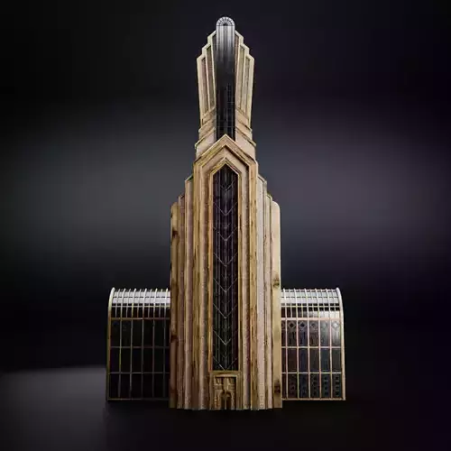 ART DECO SKYSCRAPER BUILDING 01 Low-poly 3D model