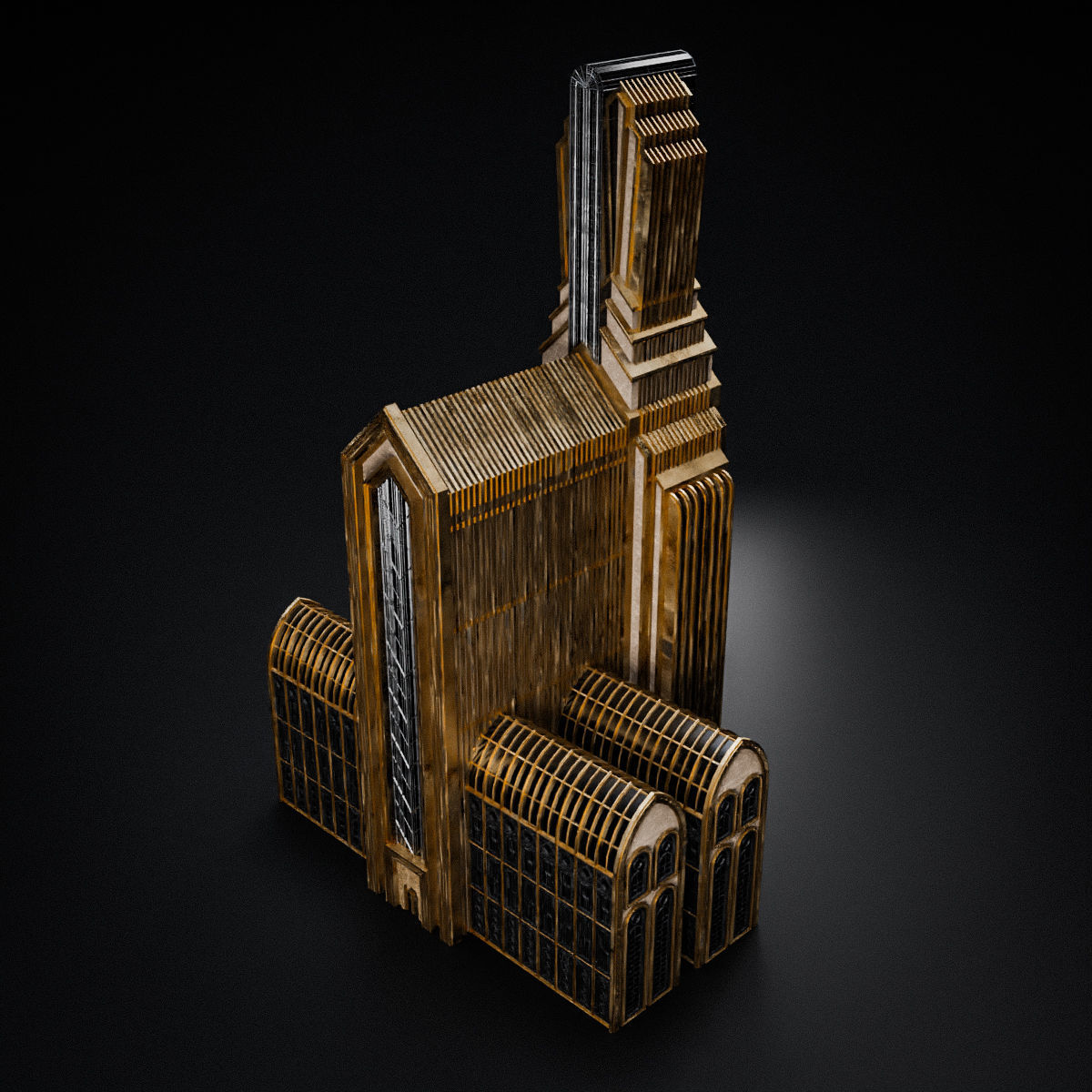 ART DECO SKYSCRAPER BUILDING 01 Low-poly 3D model_13