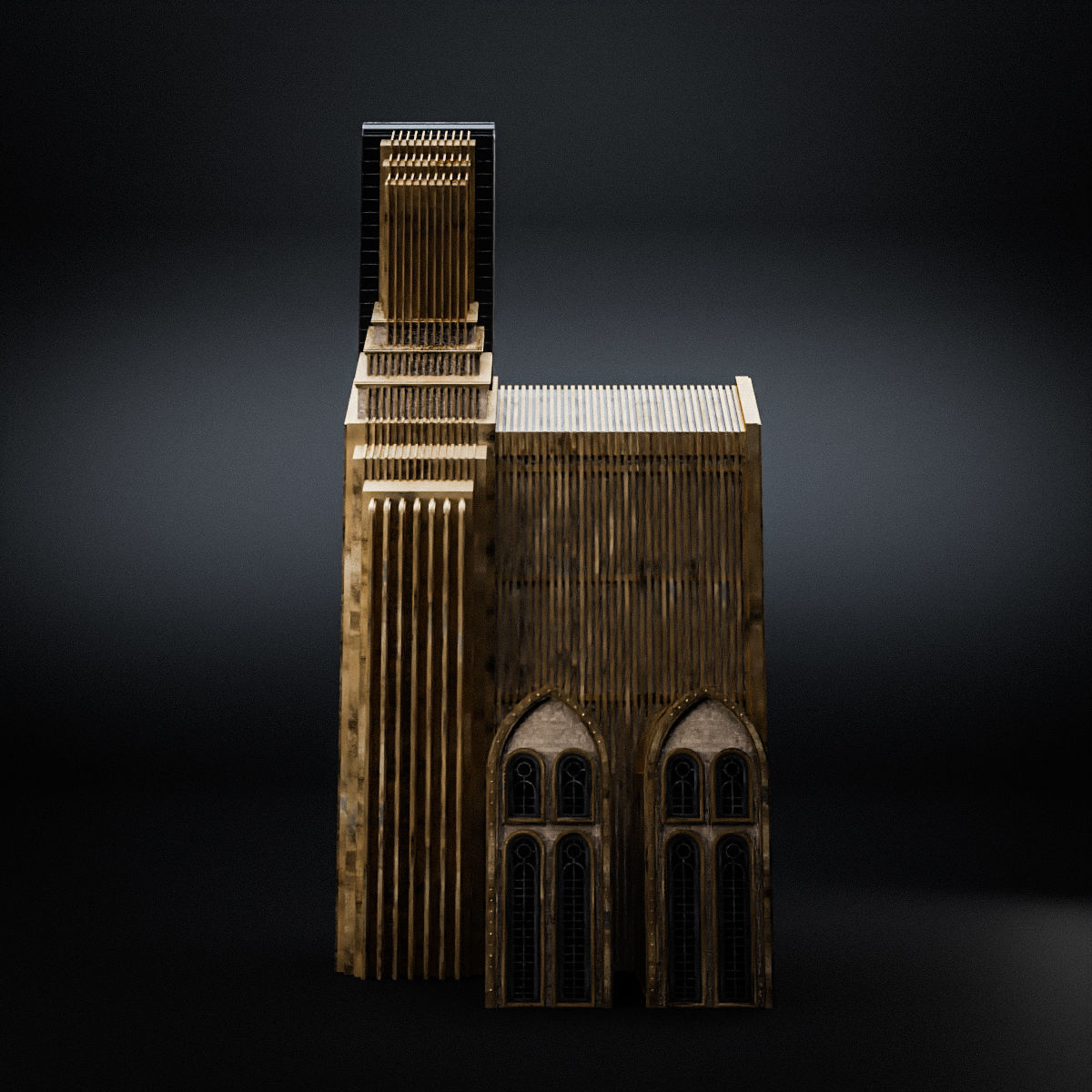 ART DECO SKYSCRAPER BUILDING 01 Low-poly 3D model_6