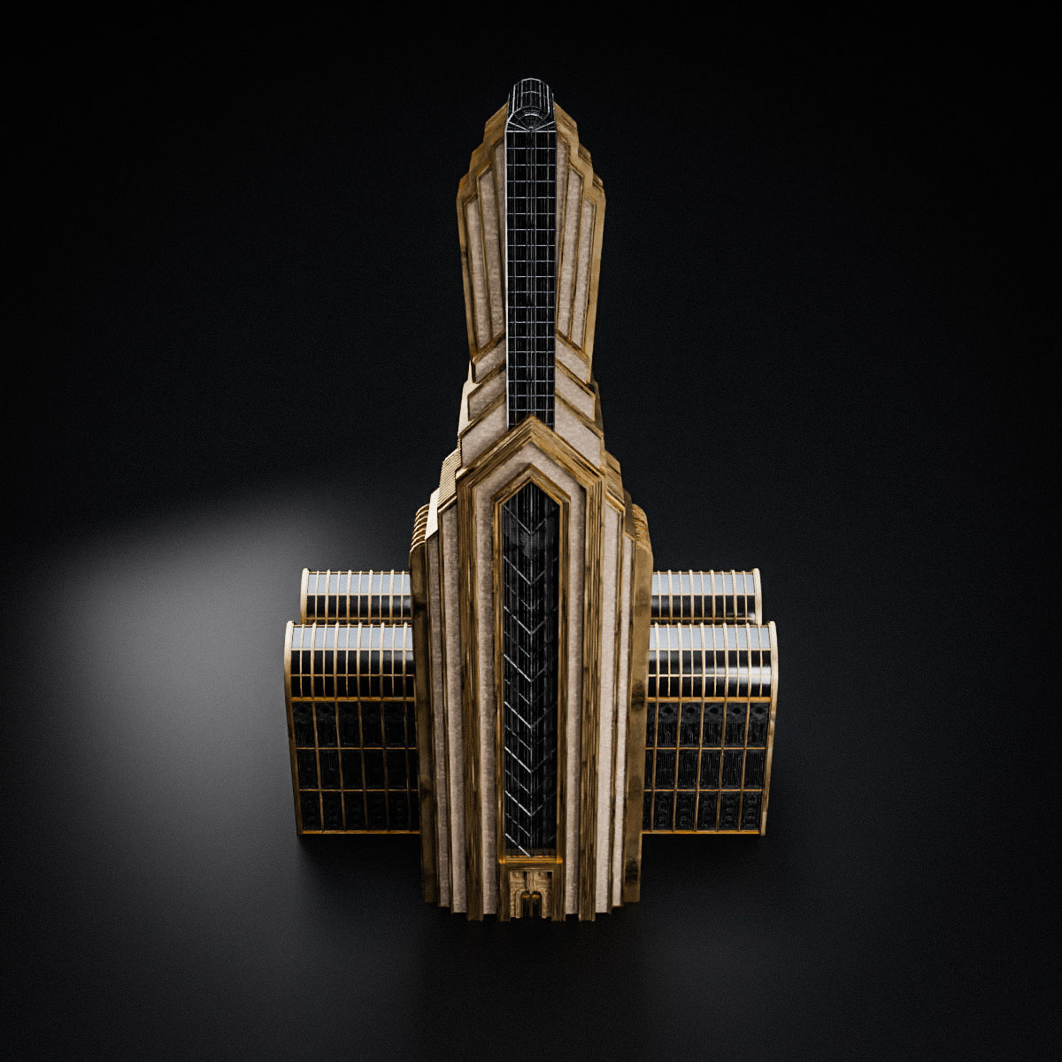 ART DECO SKYSCRAPER BUILDING 01 Low-poly 3D model_11