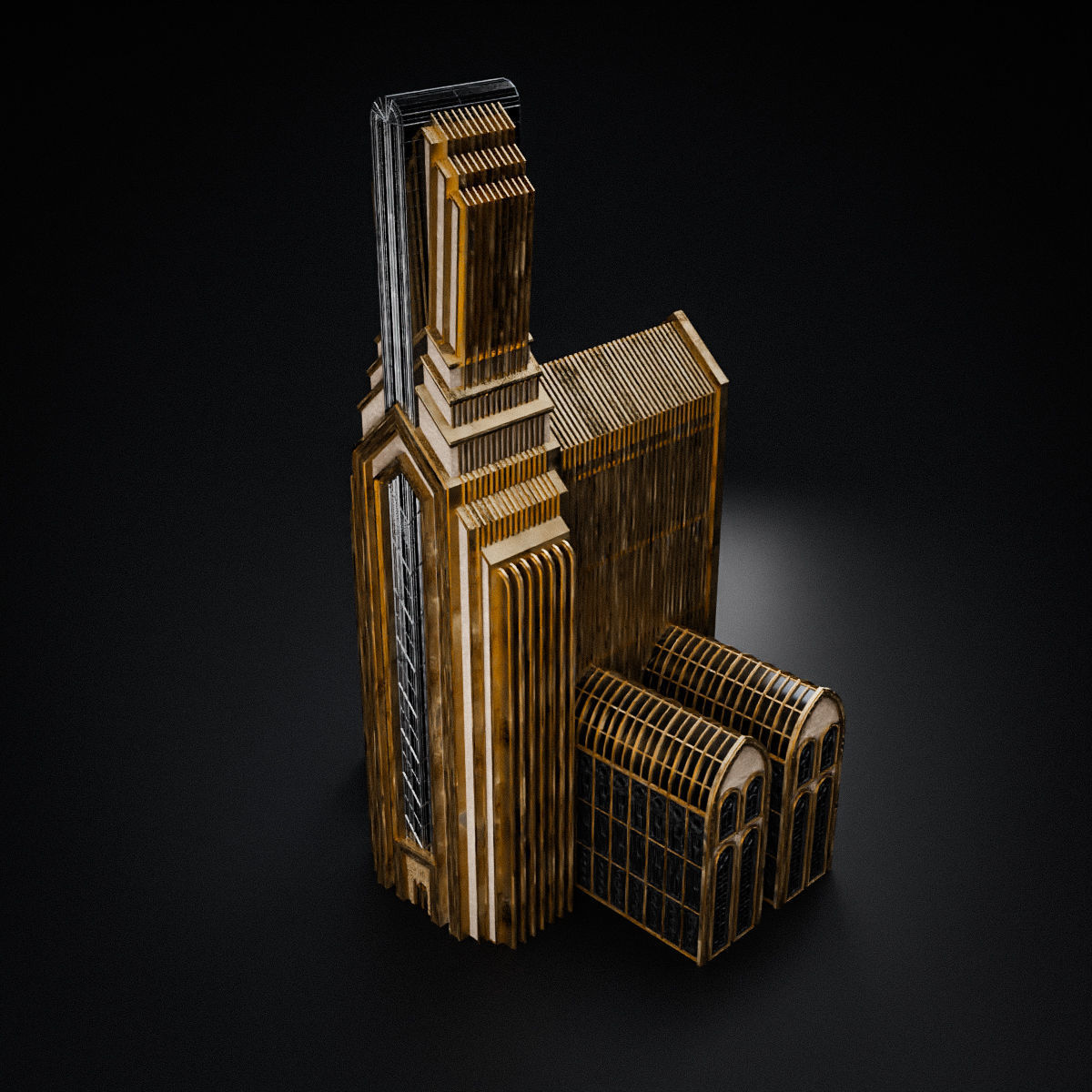 ART DECO SKYSCRAPER BUILDING 01 Low-poly 3D model_12
