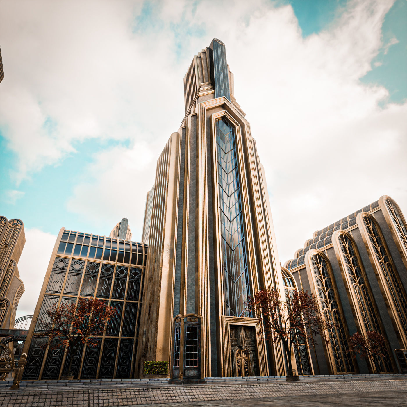 ART DECO SKYSCRAPER BUILDING 01 Low-poly 3D model_3