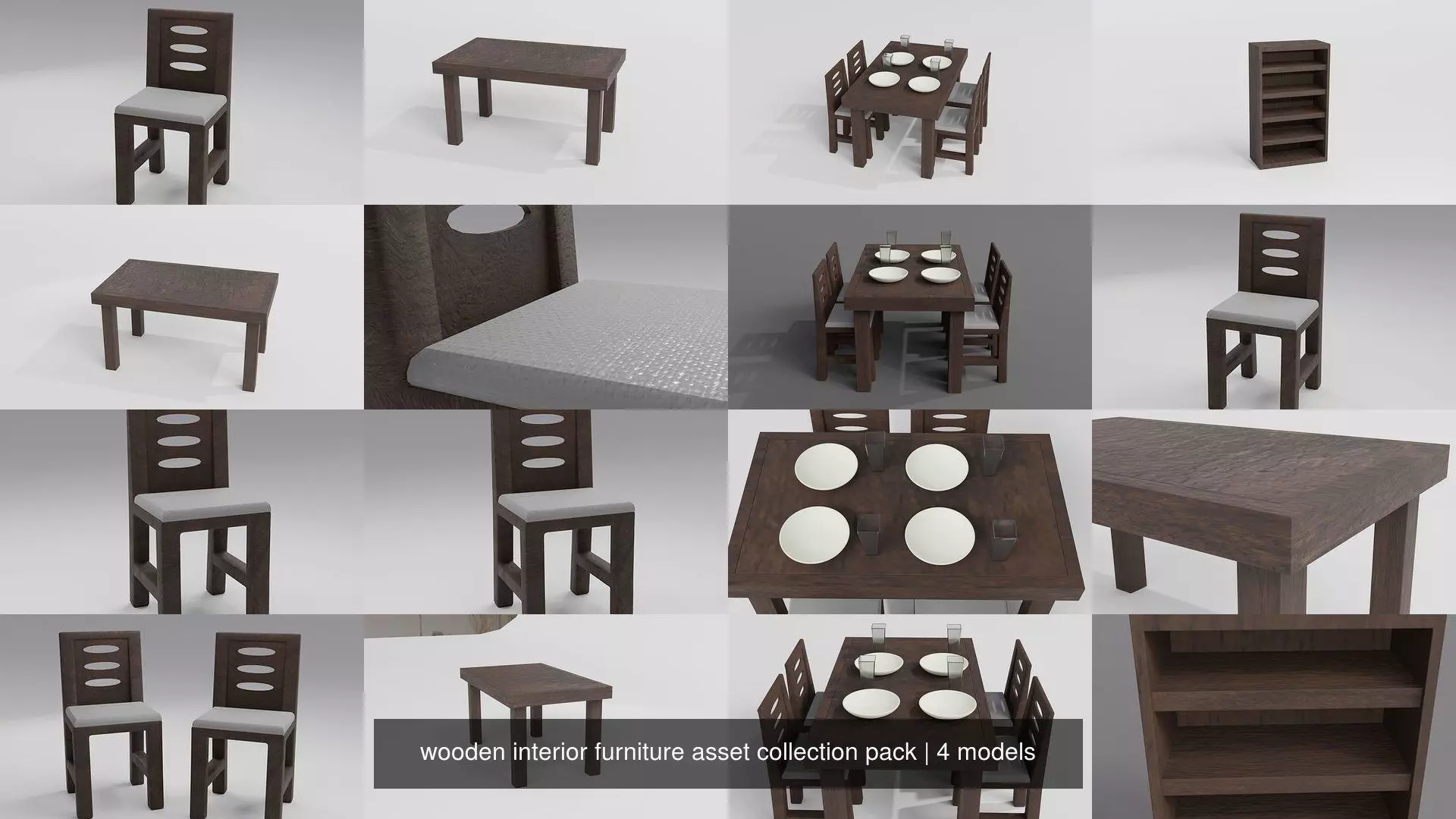 wooden interior furniture asset collection pack _0