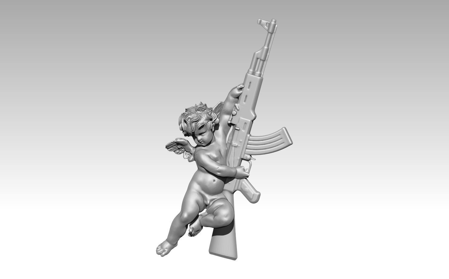 Angel weapon AK47 Avtomat Kalashnikova assault rifle Jewel 3D print model