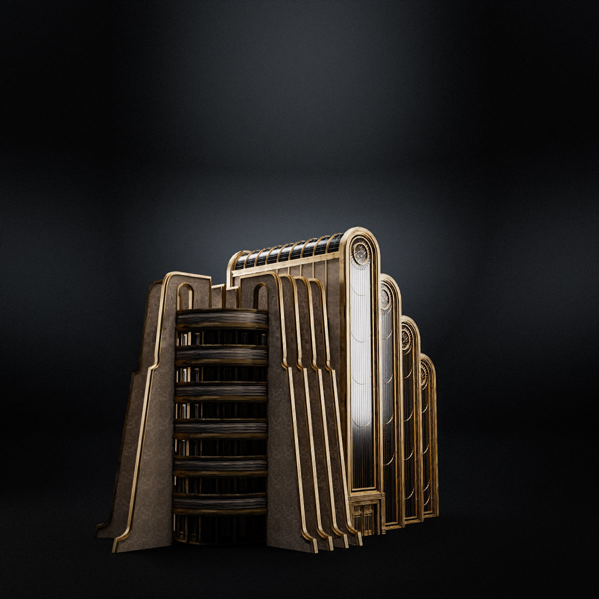 ART DECO SKYSCRAPER BUILDING 02 Low-poly 3D model_7