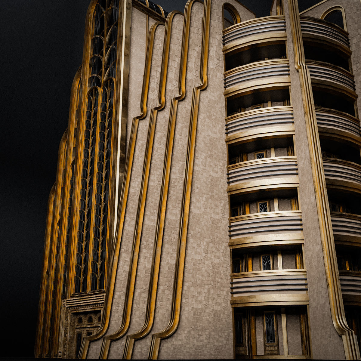 ART DECO SKYSCRAPER BUILDING 02 Low-poly 3D model_15