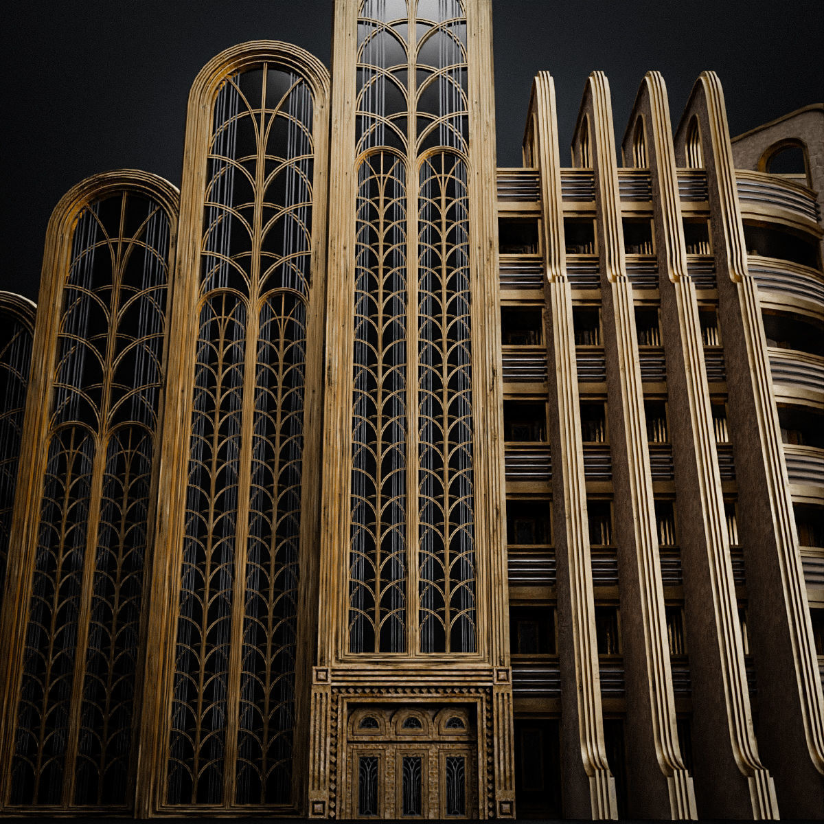 ART DECO SKYSCRAPER BUILDING 02 Low-poly 3D model_14