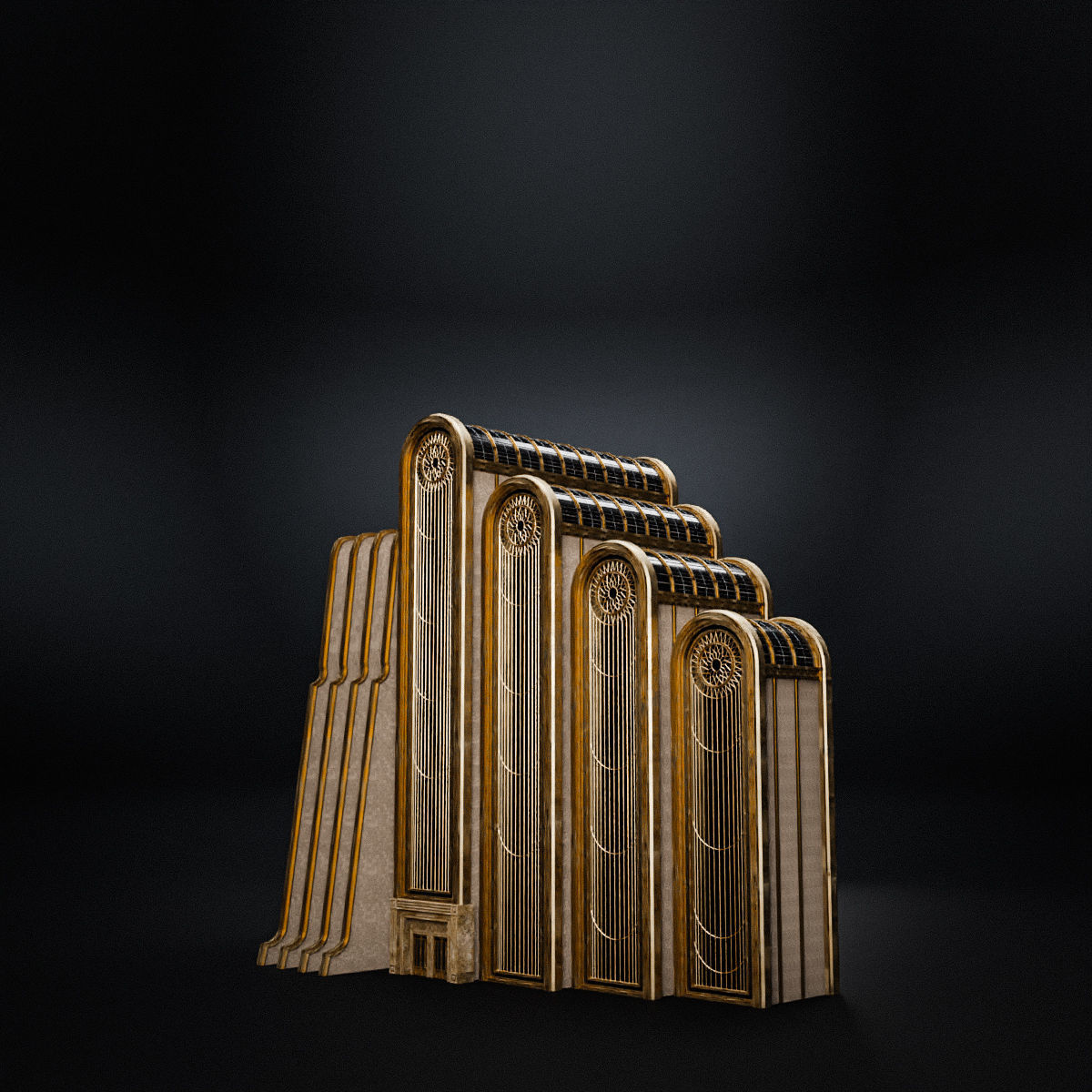 ART DECO SKYSCRAPER BUILDING 02 Low-poly 3D model_9