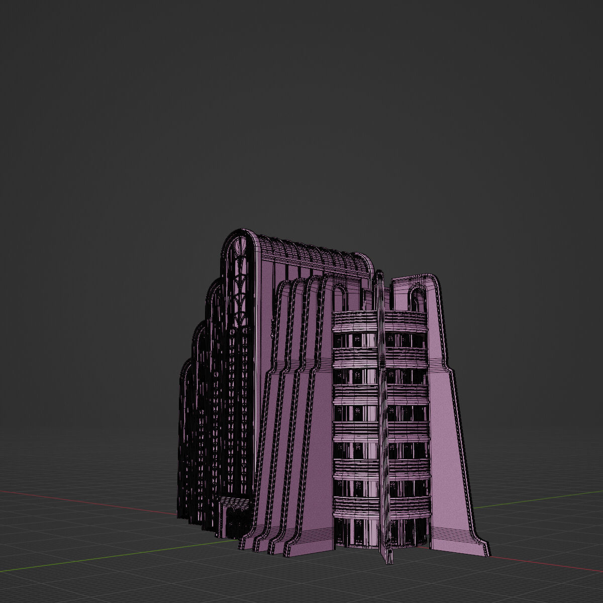 ART DECO SKYSCRAPER BUILDING 02 Low-poly 3D model_18