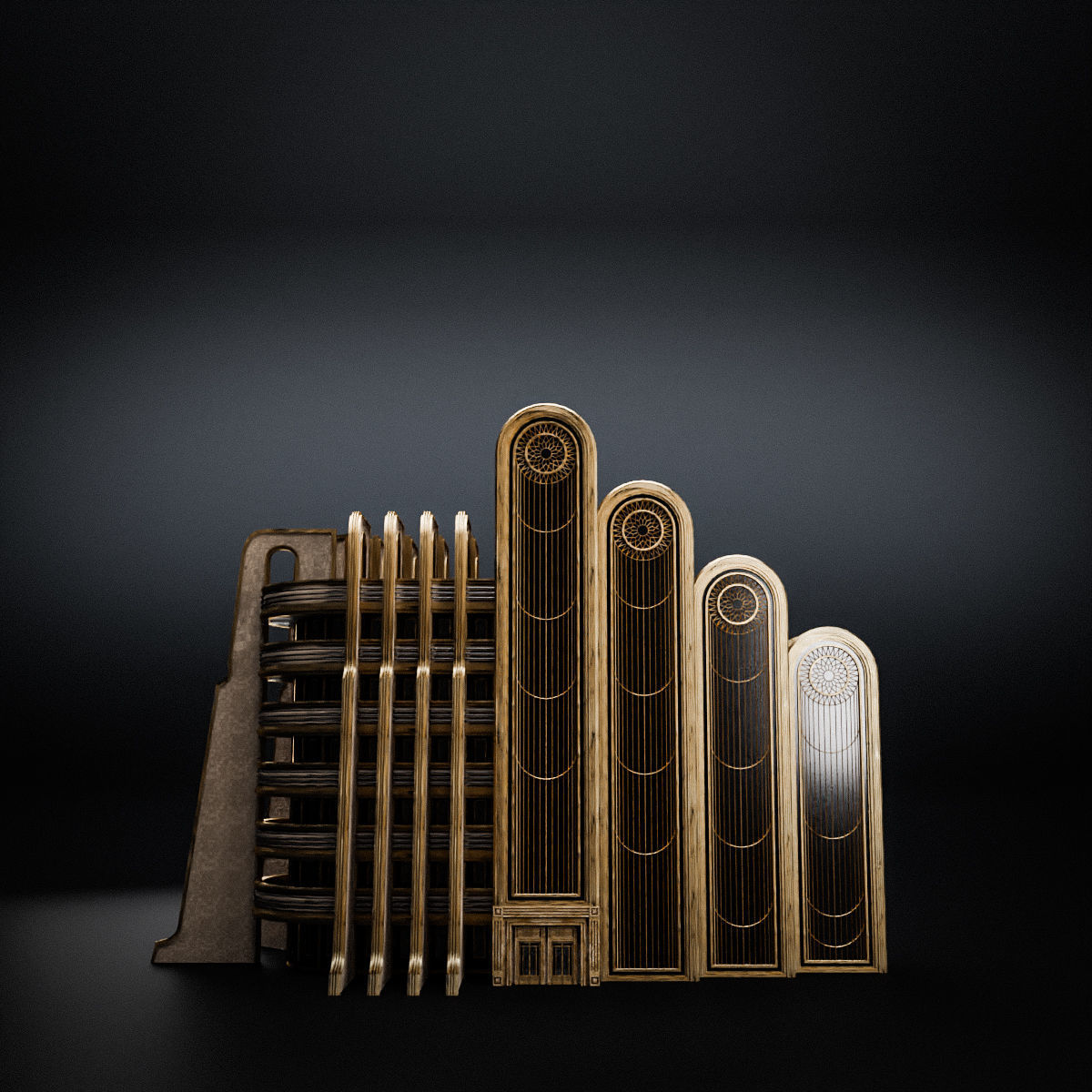 ART DECO SKYSCRAPER BUILDING 02 Low-poly 3D model_8