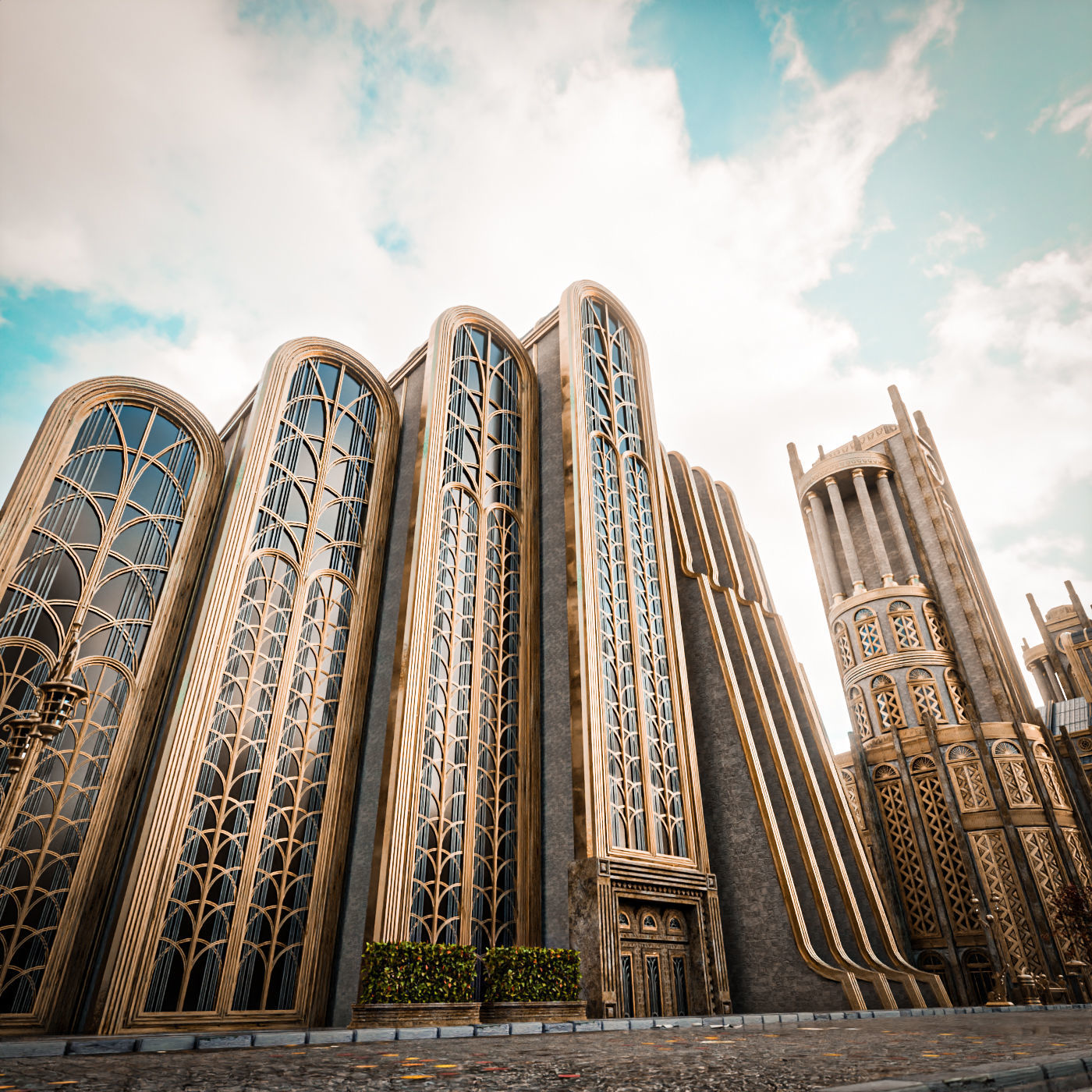 ART DECO SKYSCRAPER BUILDING 02 Low-poly 3D model_3