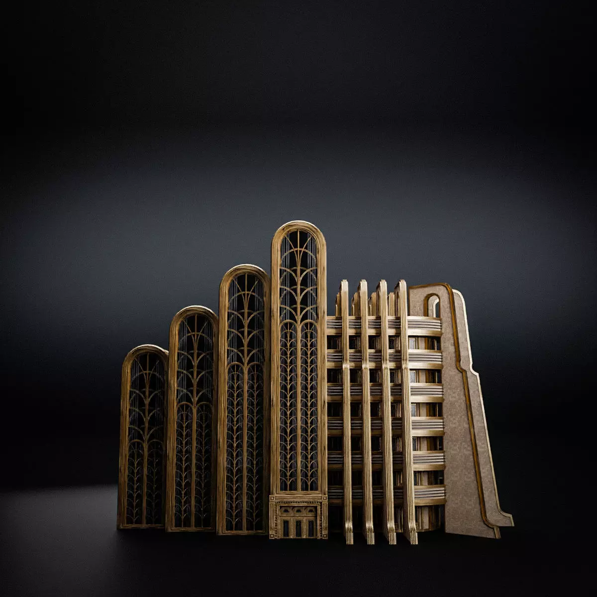 ART DECO SKYSCRAPER BUILDING 02 Low-poly 3D model_0