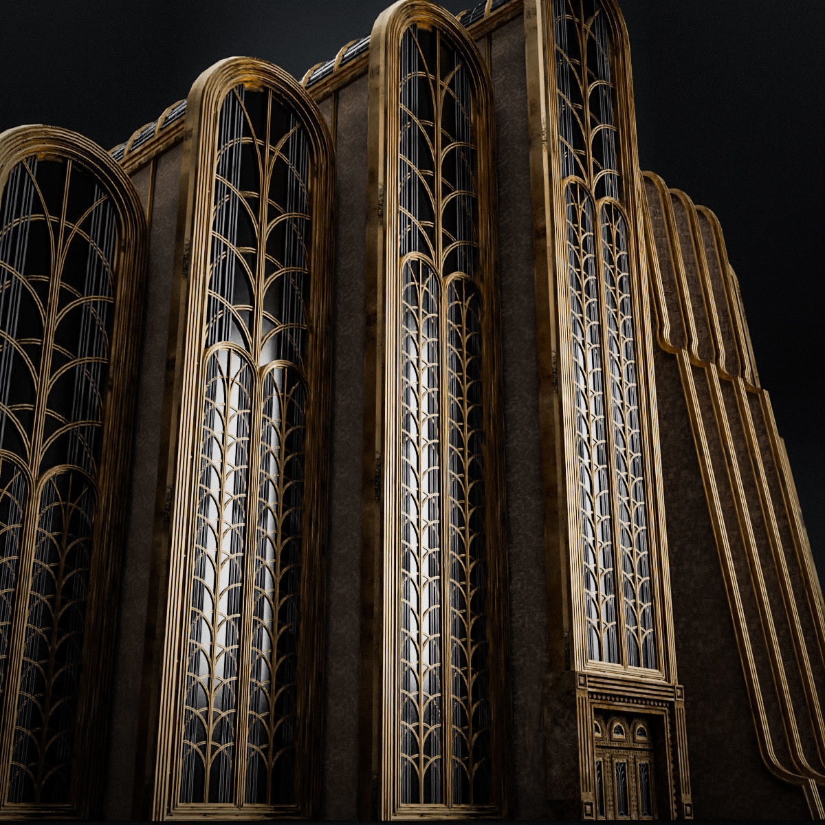 ART DECO SKYSCRAPER BUILDING 02 Low-poly 3D model_16