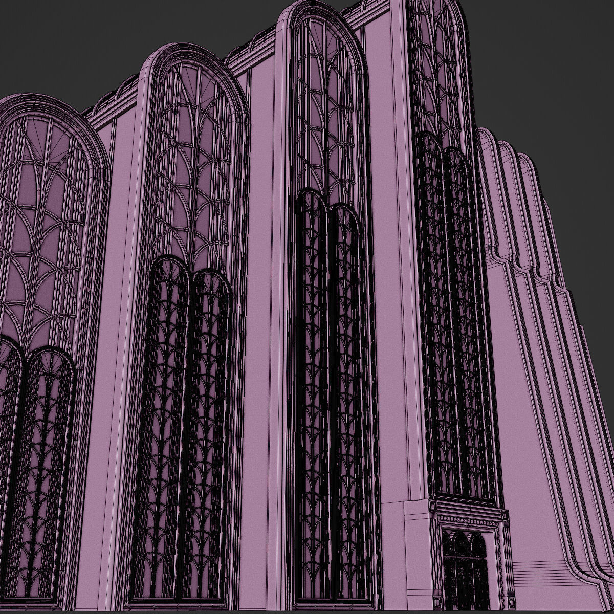 ART DECO SKYSCRAPER BUILDING 02 Low-poly 3D model_29
