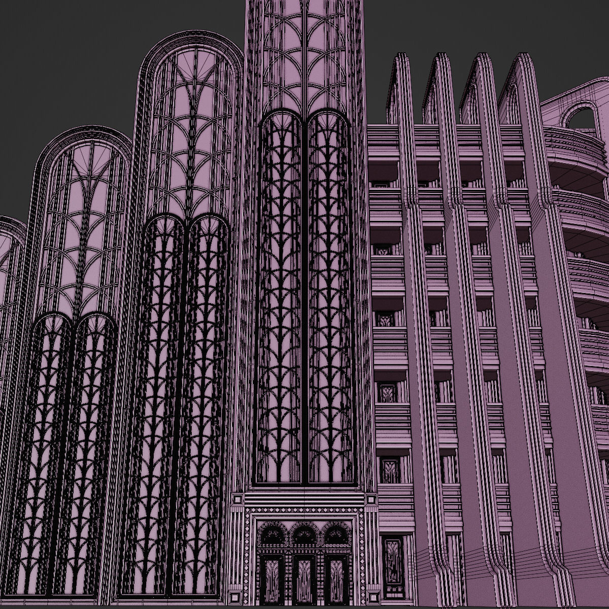 ART DECO SKYSCRAPER BUILDING 02 Low-poly 3D model_27
