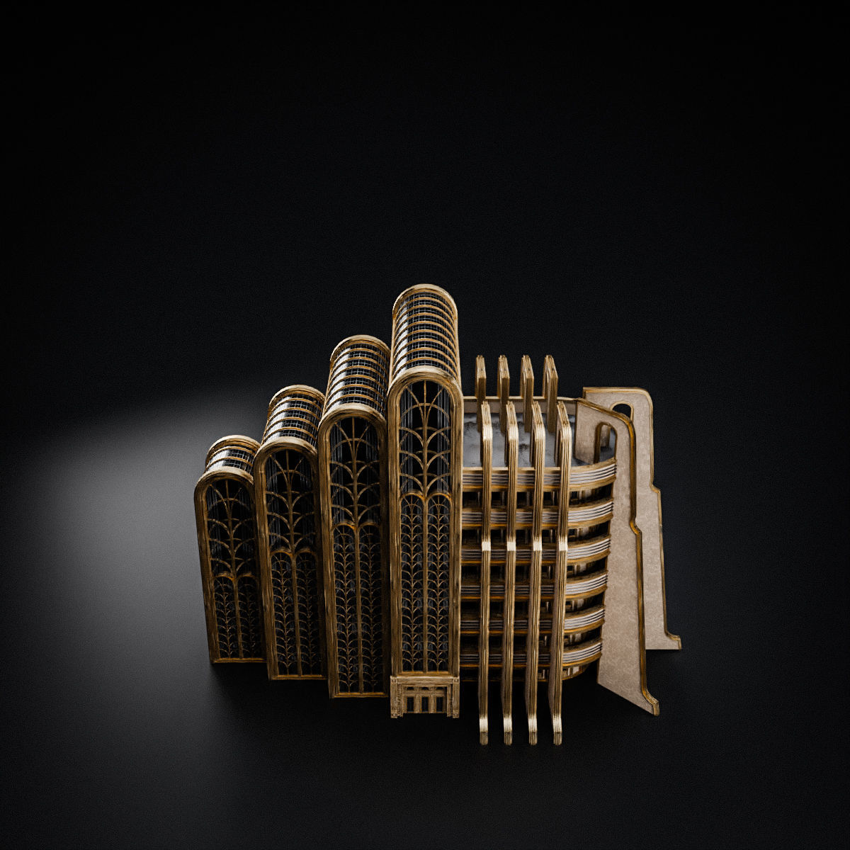 ART DECO SKYSCRAPER BUILDING 02 Low-poly 3D model_11