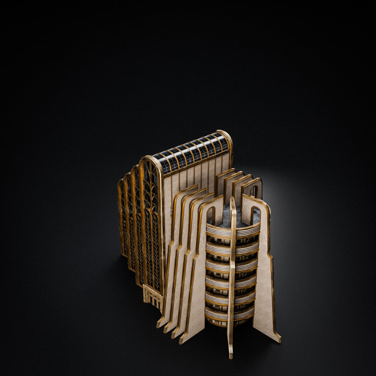 ART DECO SKYSCRAPER BUILDING 02 Low-poly 3D model_12