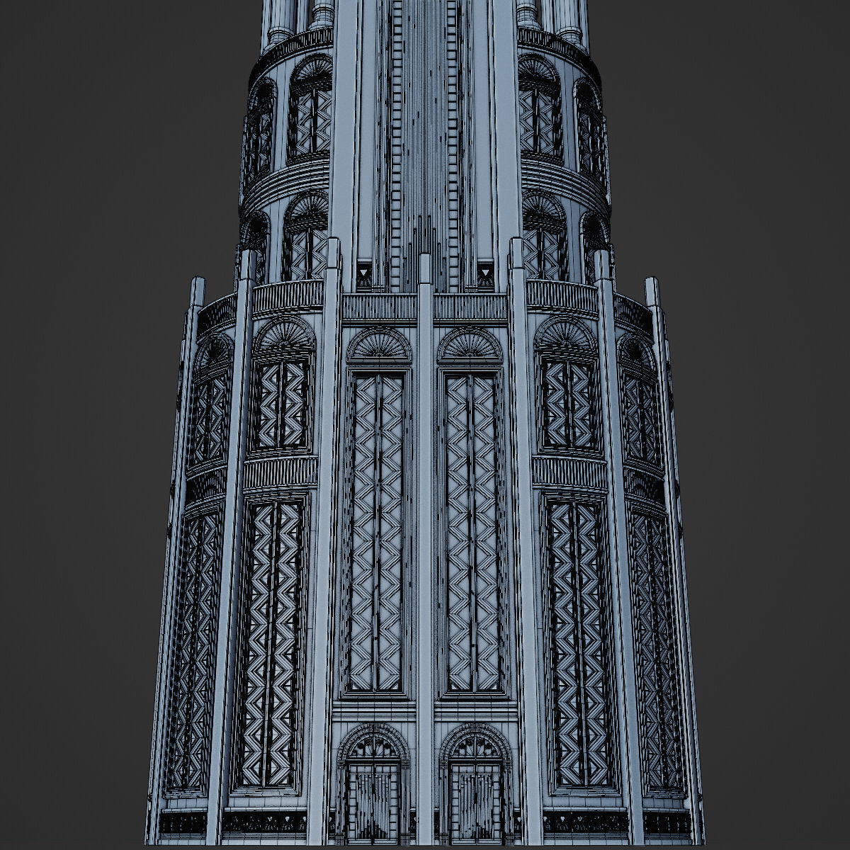 ART DECO SKYSCRAPER BUILDING 03 Low-poly 3D model_27