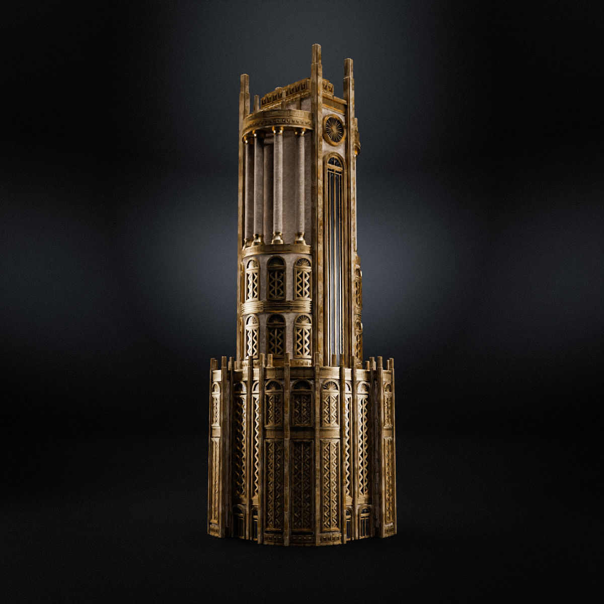 ART DECO SKYSCRAPER BUILDING 03 Low-poly 3D model_7
