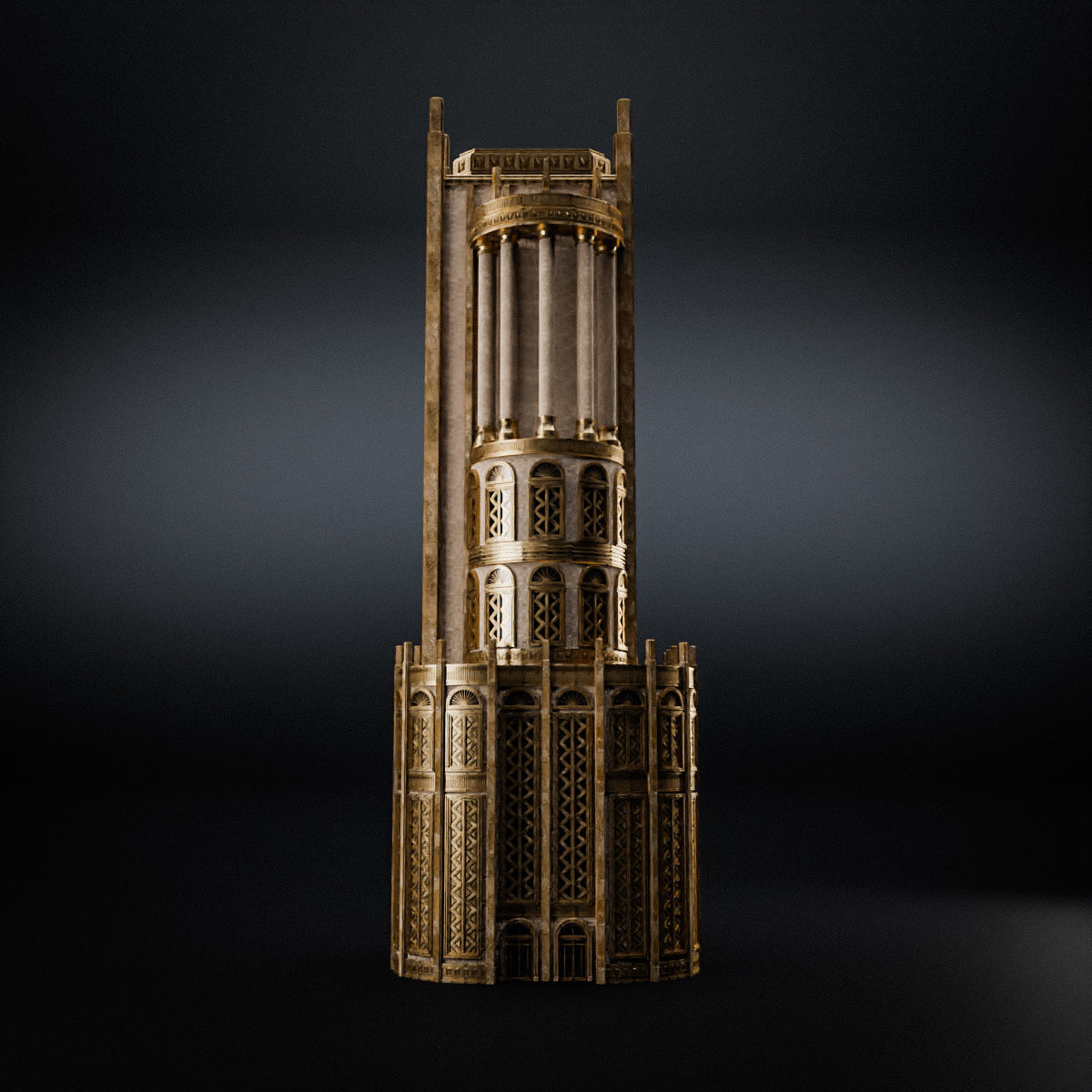 ART DECO SKYSCRAPER BUILDING 03 Low-poly 3D model_6