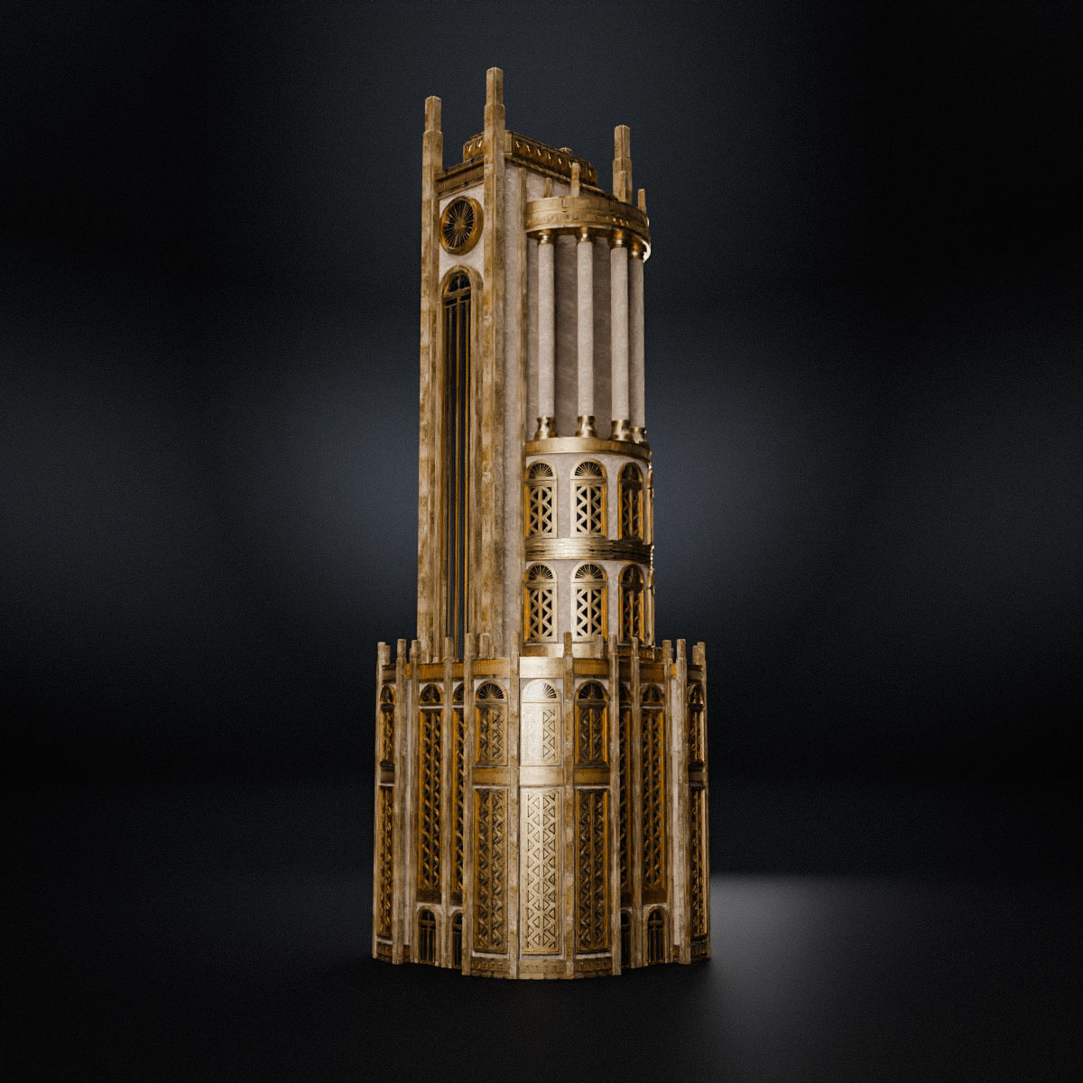 ART DECO SKYSCRAPER BUILDING 03 Low-poly 3D model_5
