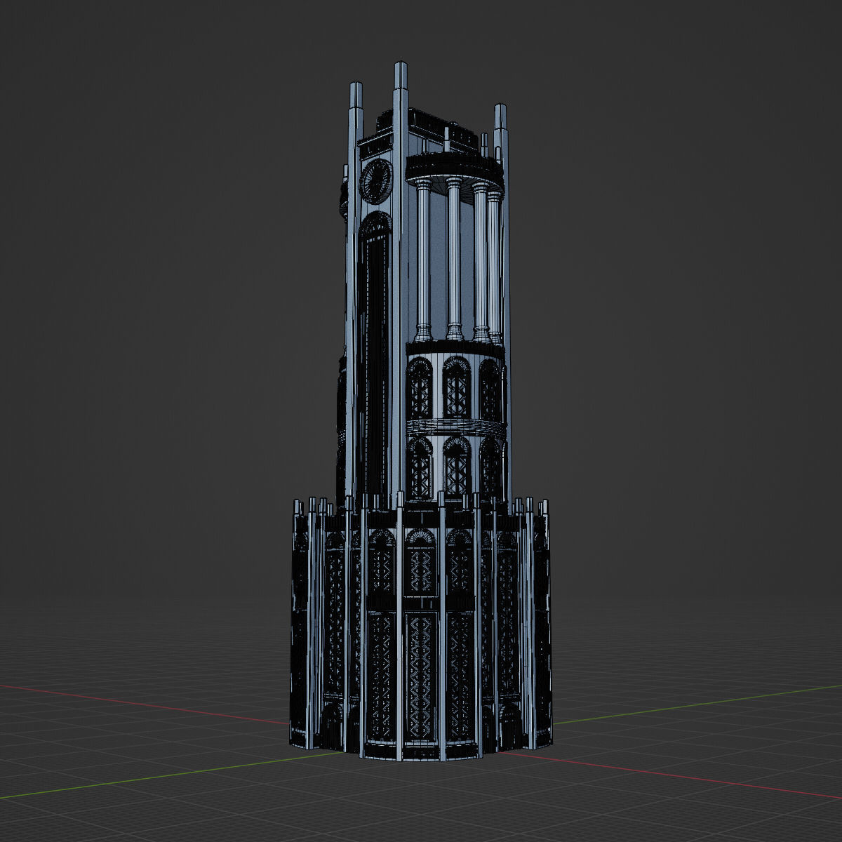 ART DECO SKYSCRAPER BUILDING 03 Low-poly 3D model_19