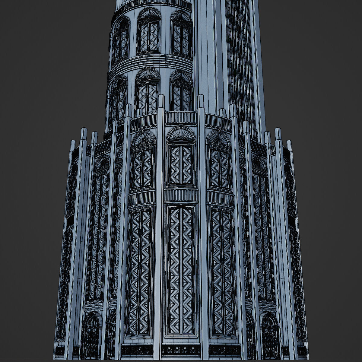 ART DECO SKYSCRAPER BUILDING 03 Low-poly 3D model_22
