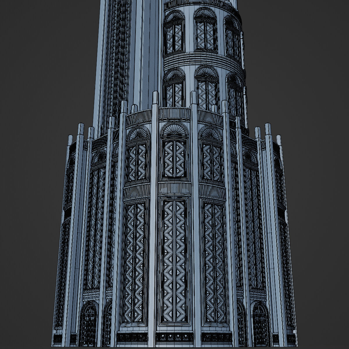 ART DECO SKYSCRAPER BUILDING 03 Low-poly 3D model_28