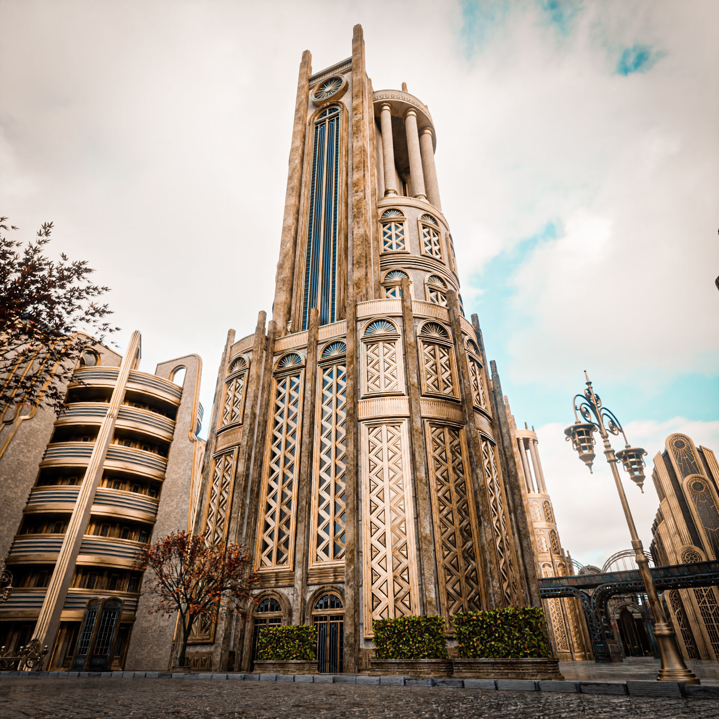 ART DECO SKYSCRAPER BUILDING 03 Low-poly 3D model_2