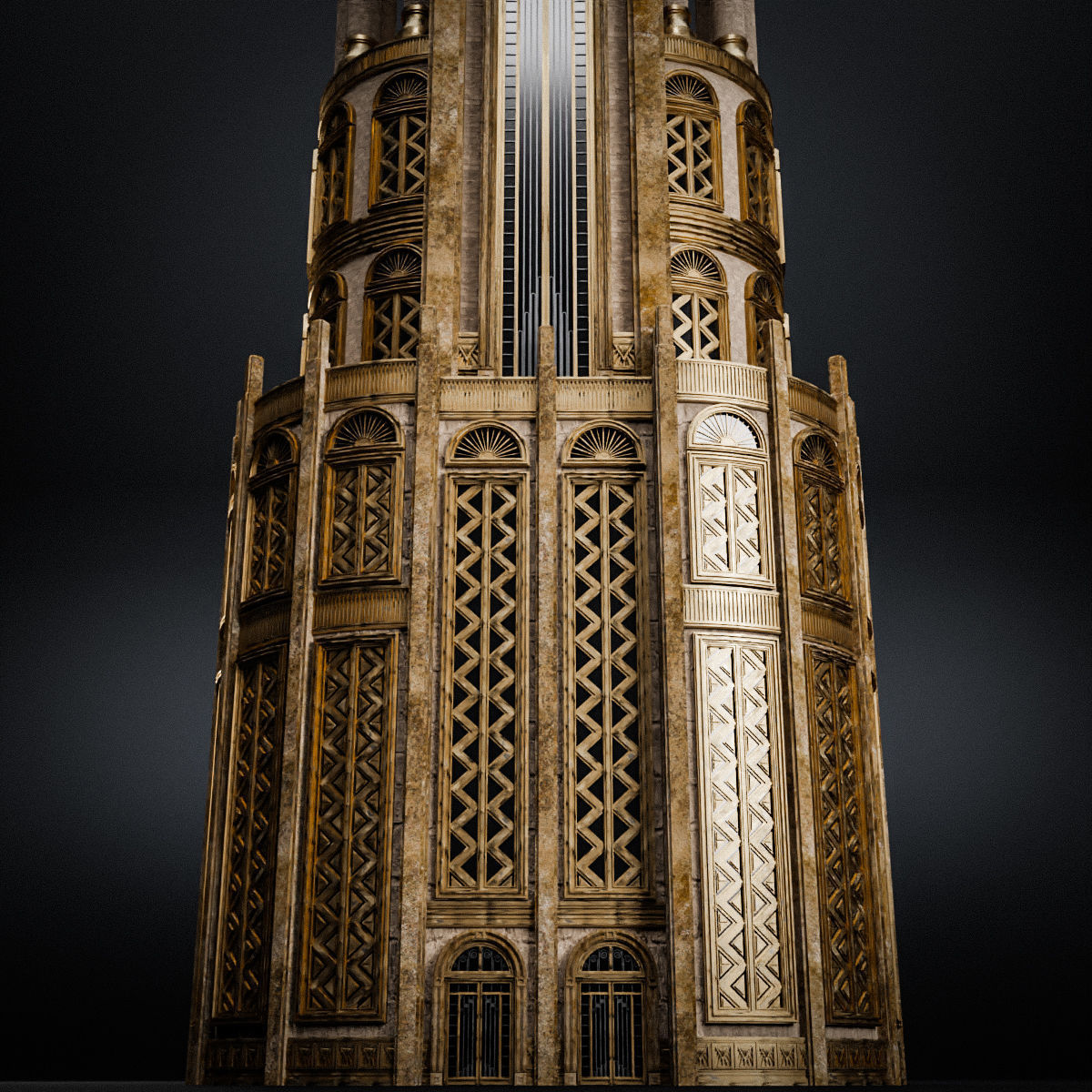 ART DECO SKYSCRAPER BUILDING 03 Low-poly 3D model_14