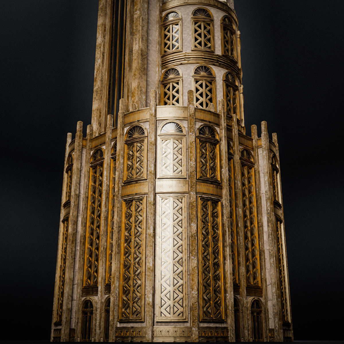 ART DECO SKYSCRAPER BUILDING 03 Low-poly 3D model_15