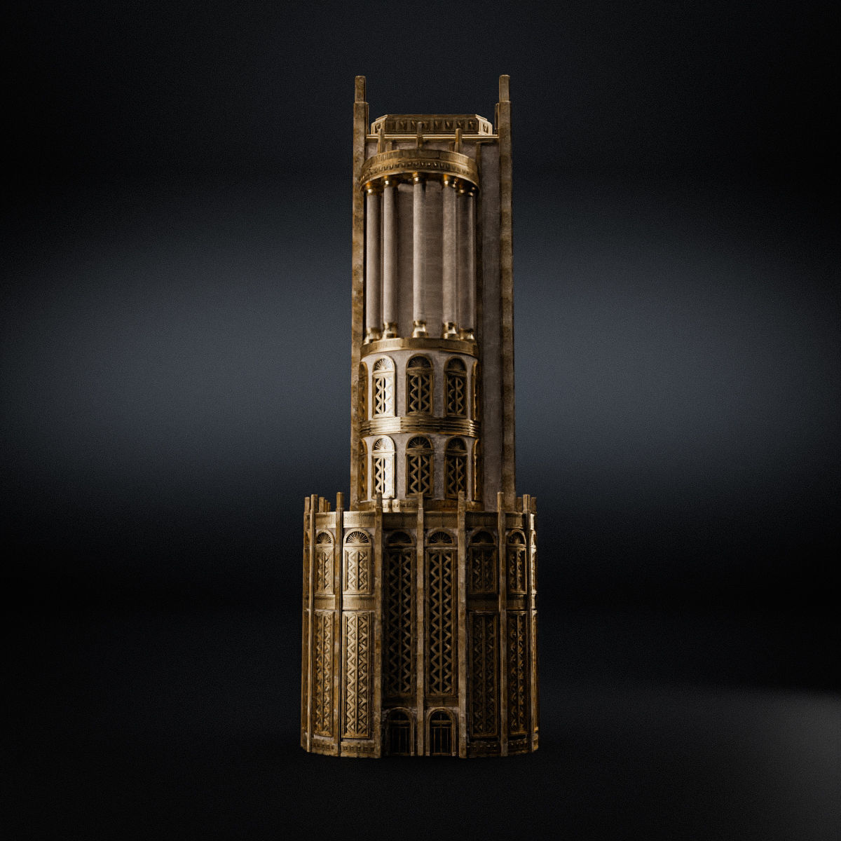 ART DECO SKYSCRAPER BUILDING 03 Low-poly 3D model_10