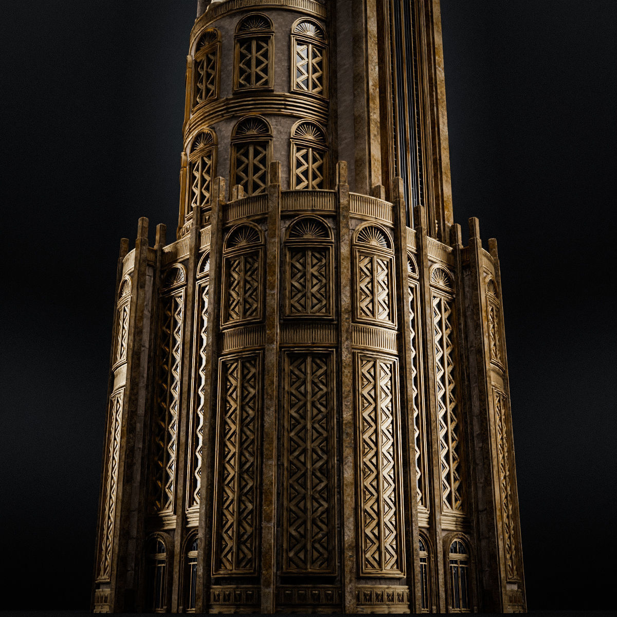 ART DECO SKYSCRAPER BUILDING 03 Low-poly 3D model_16