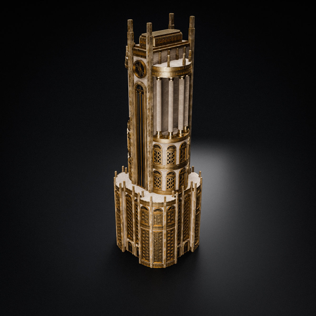 ART DECO SKYSCRAPER BUILDING 03 Low-poly 3D model_13