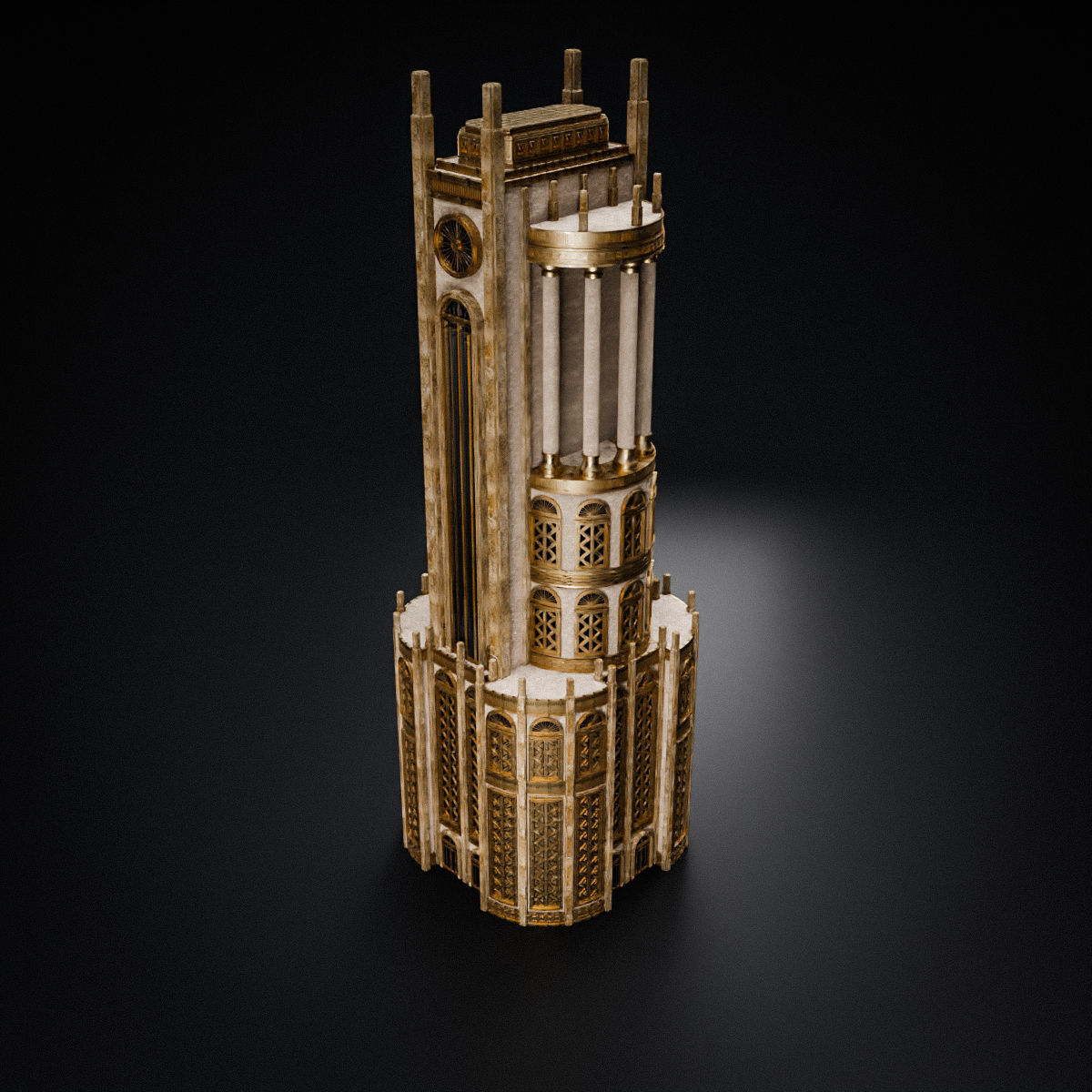 ART DECO SKYSCRAPER BUILDING 03 Low-poly 3D model_12