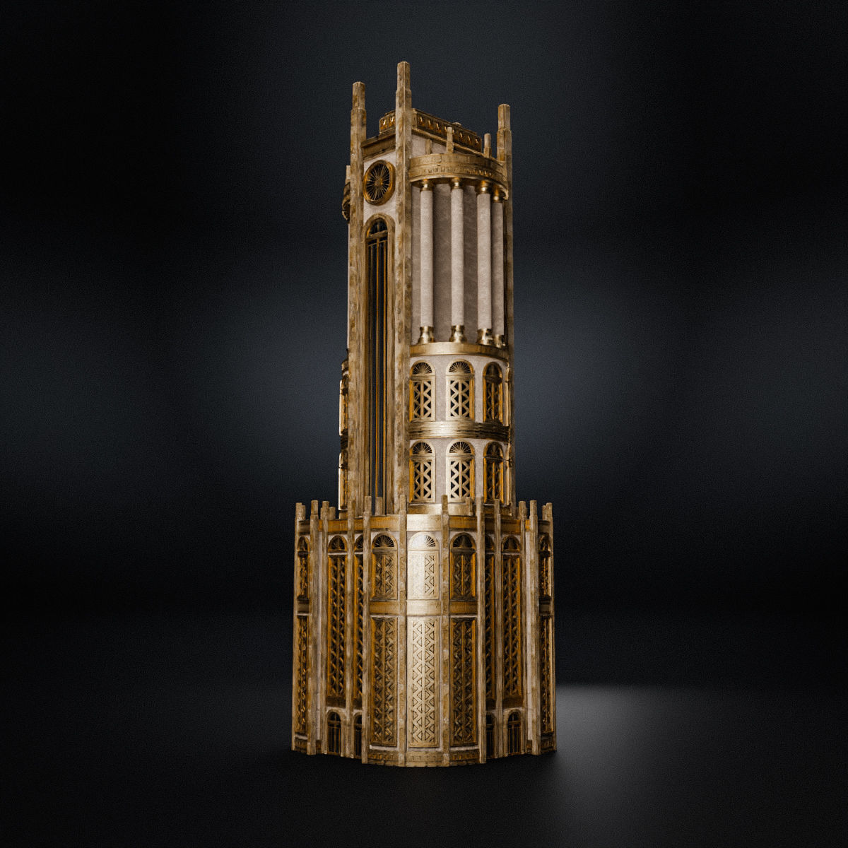 ART DECO SKYSCRAPER BUILDING 03 Low-poly 3D model_9