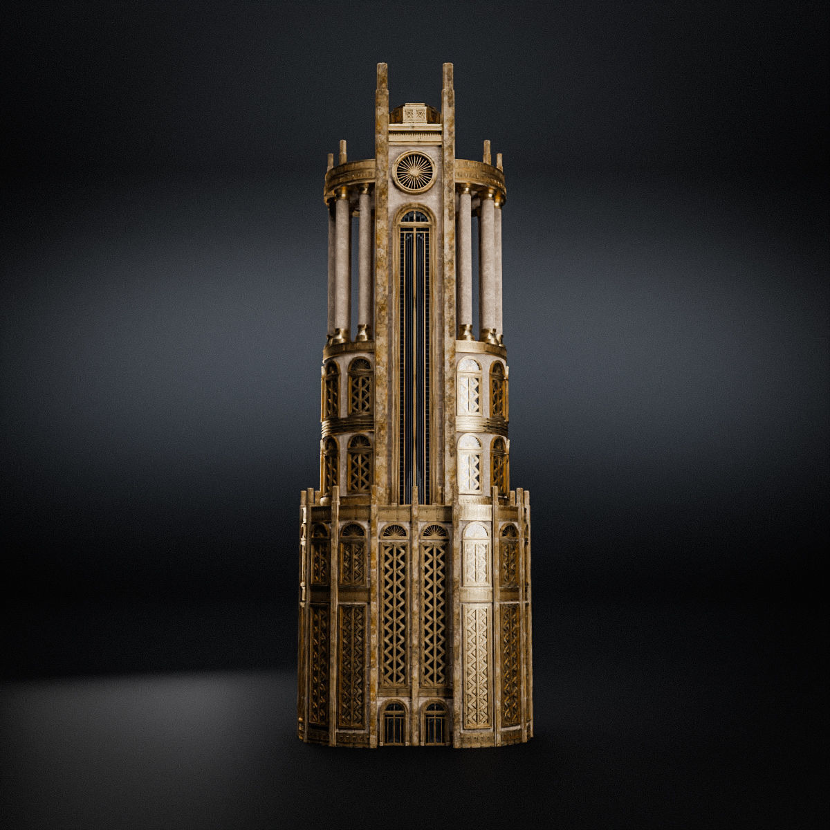 ART DECO SKYSCRAPER BUILDING 03 Low-poly 3D model_8