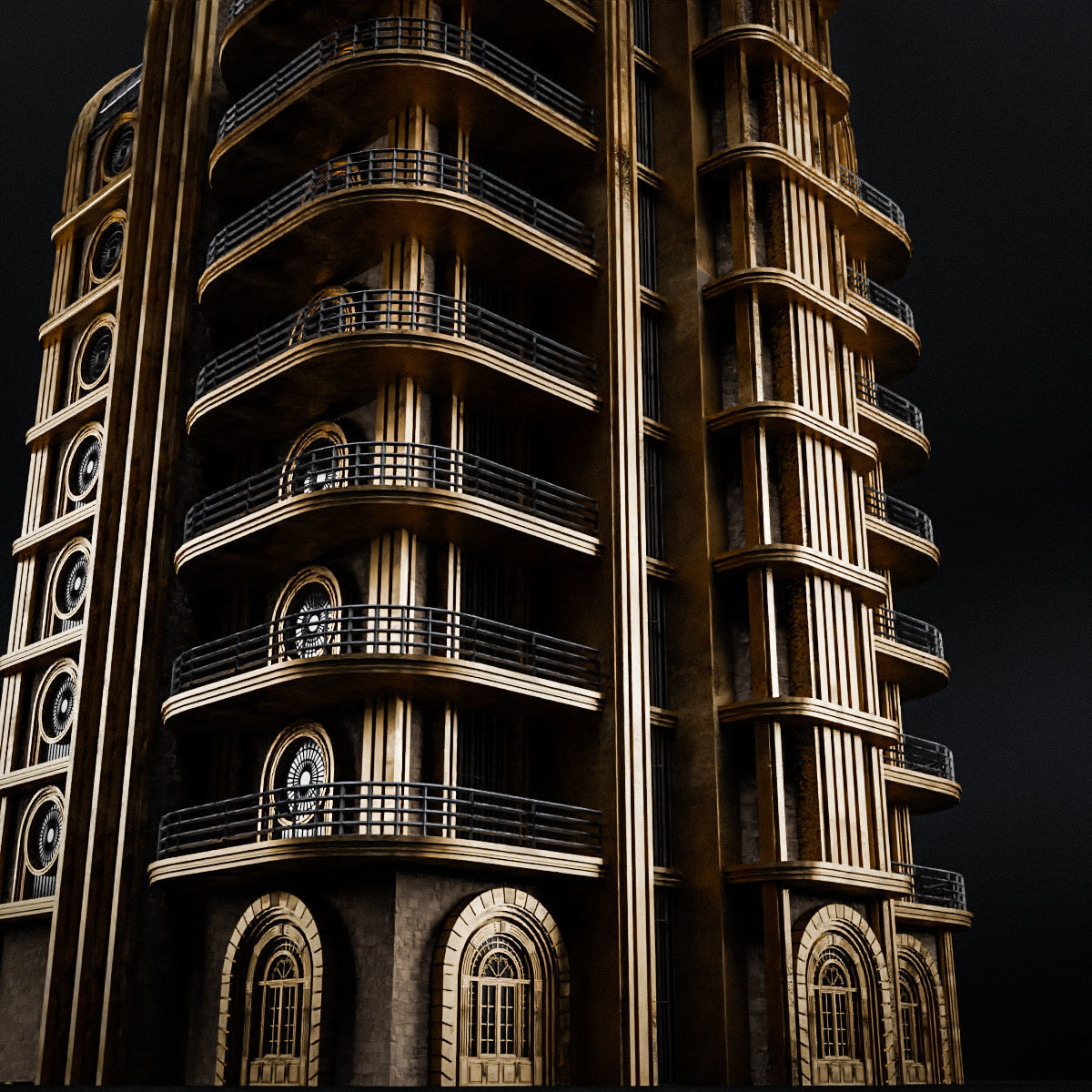 ART DECO SKYSCRAPER BUILDING 04 Low-poly 3D model_16