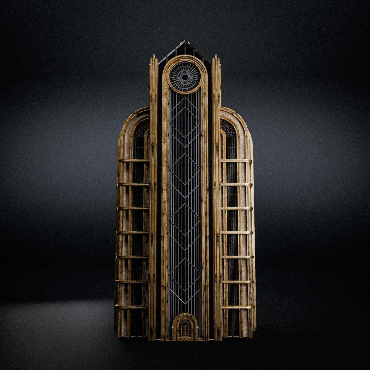 ART DECO SKYSCRAPER BUILDING 04 Low-poly 3D model_8