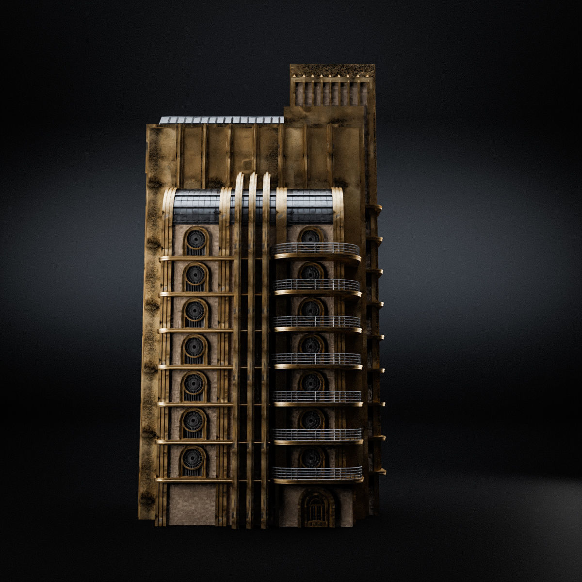 ART DECO SKYSCRAPER BUILDING 04 Low-poly 3D model_10