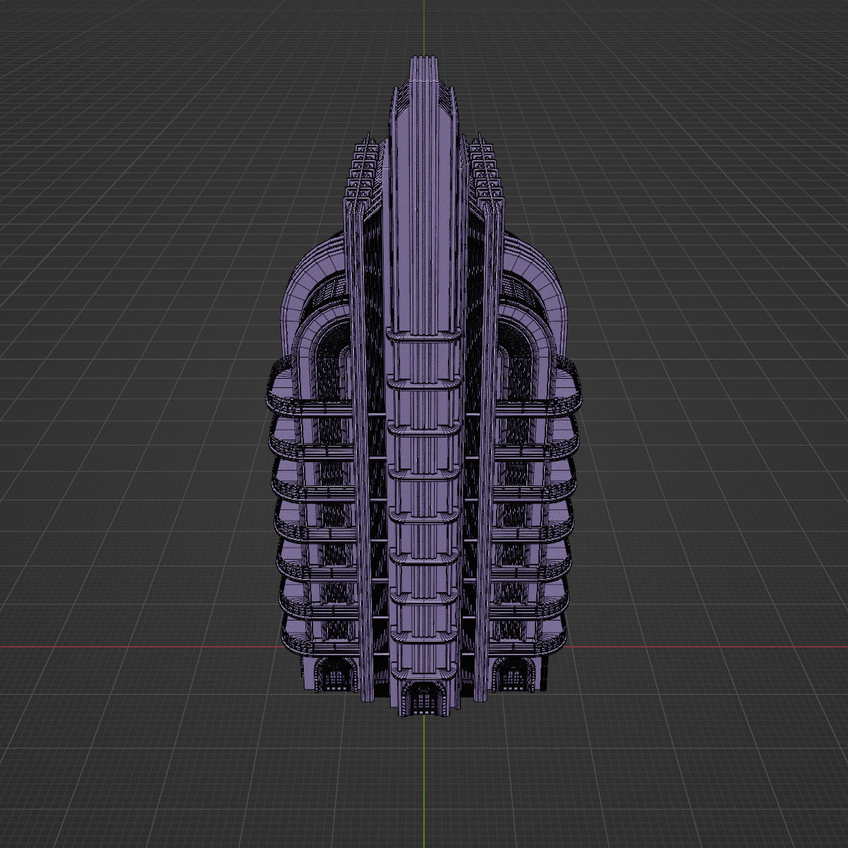 ART DECO SKYSCRAPER BUILDING 04 Low-poly 3D model_26