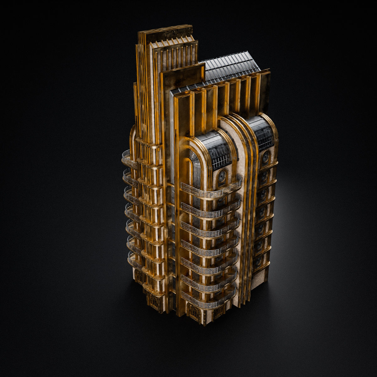 ART DECO SKYSCRAPER BUILDING 04 Low-poly 3D model_12