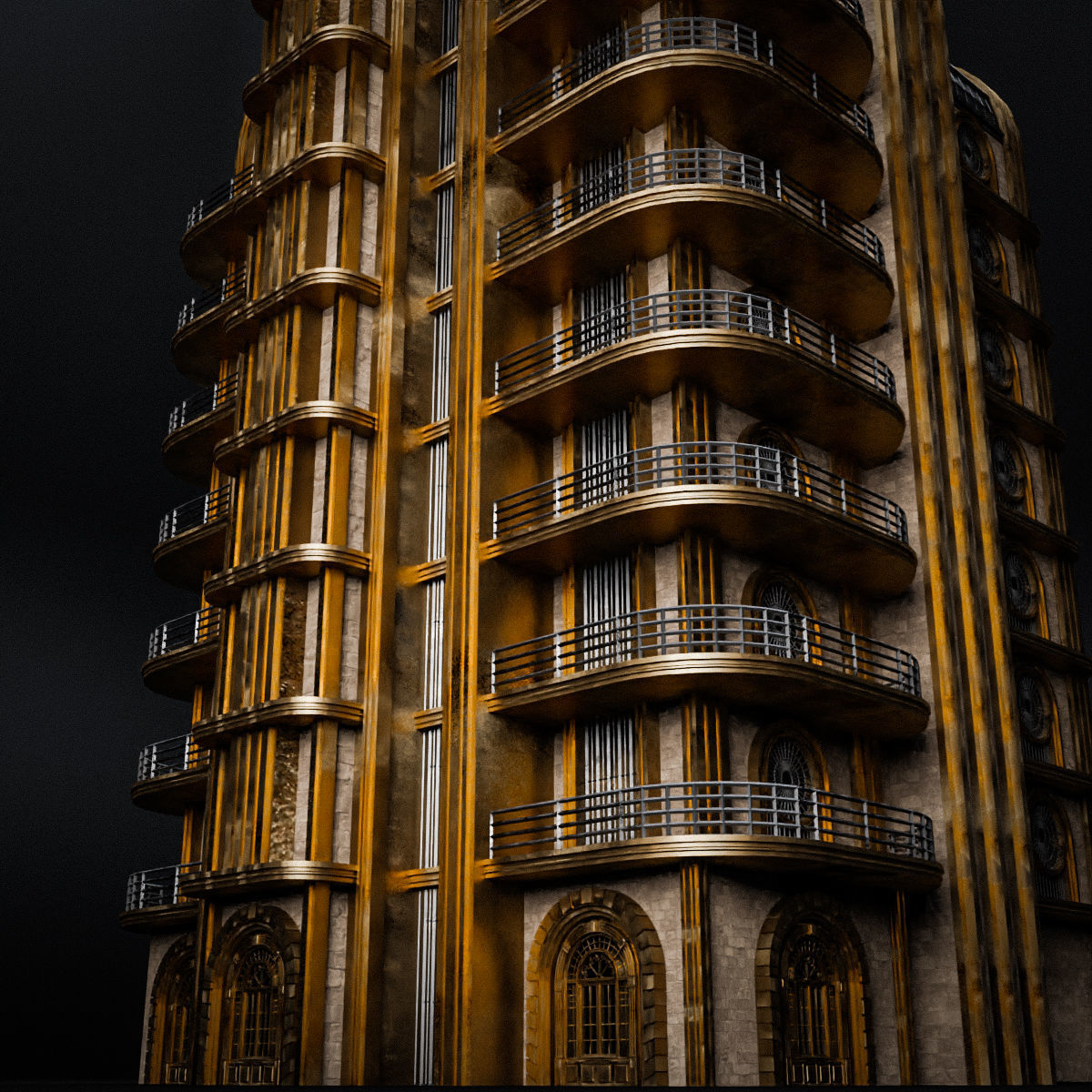 ART DECO SKYSCRAPER BUILDING 04 Low-poly 3D model_15
