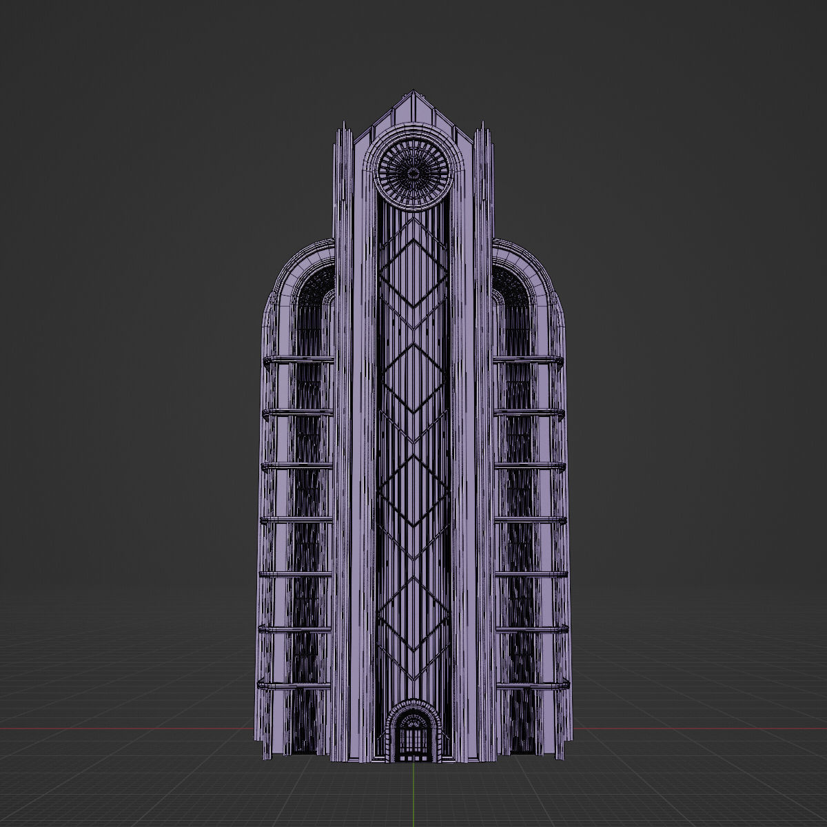 ART DECO SKYSCRAPER BUILDING 04 Low-poly 3D model_17