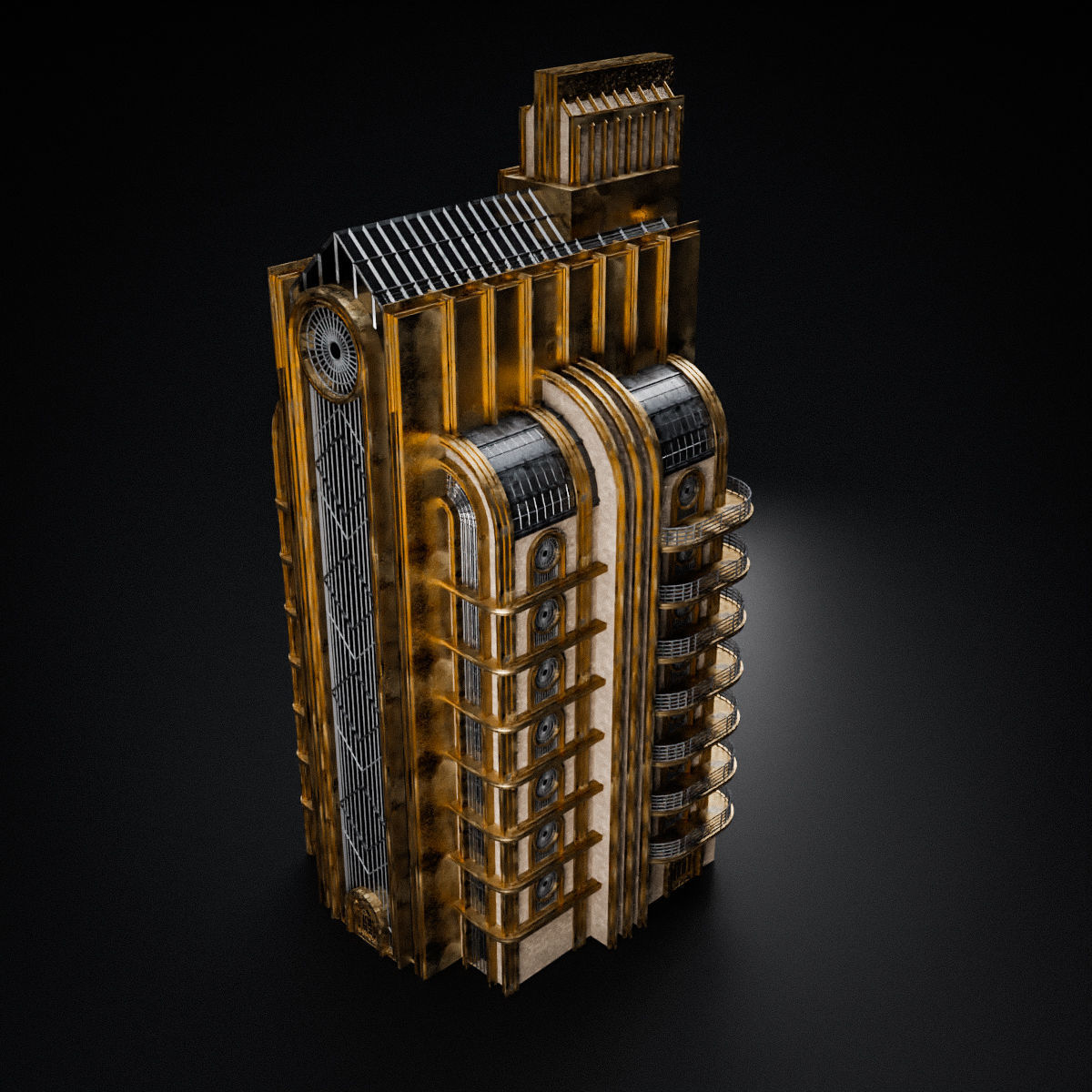 ART DECO SKYSCRAPER BUILDING 04 Low-poly 3D model_13