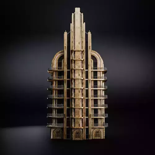 ART DECO SKYSCRAPER BUILDING 04 Low-poly 3D model