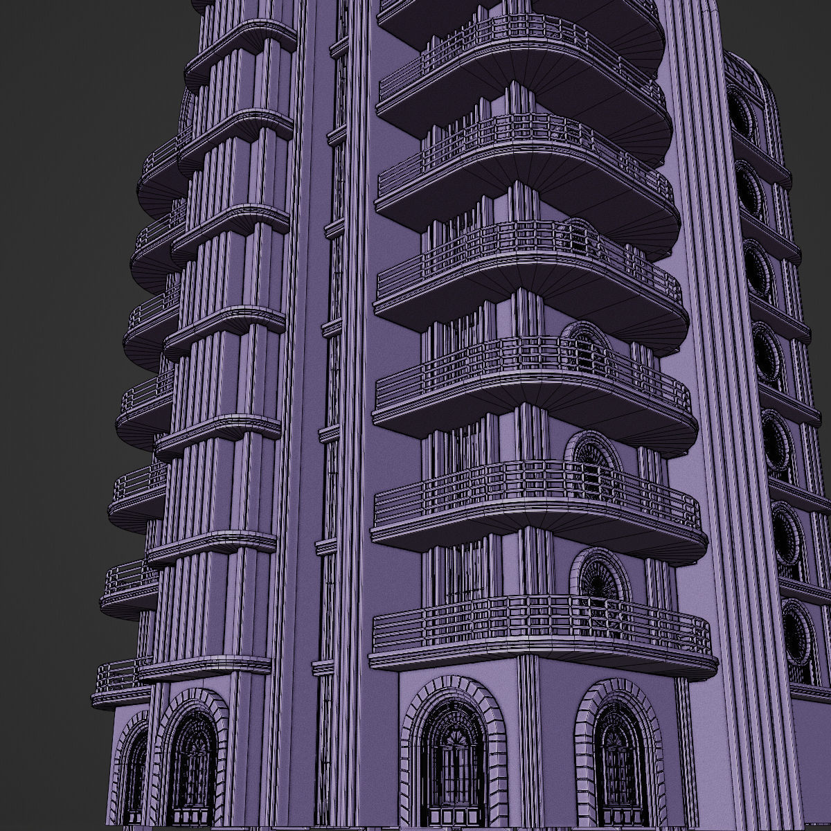 ART DECO SKYSCRAPER BUILDING 04 Low-poly 3D model_28