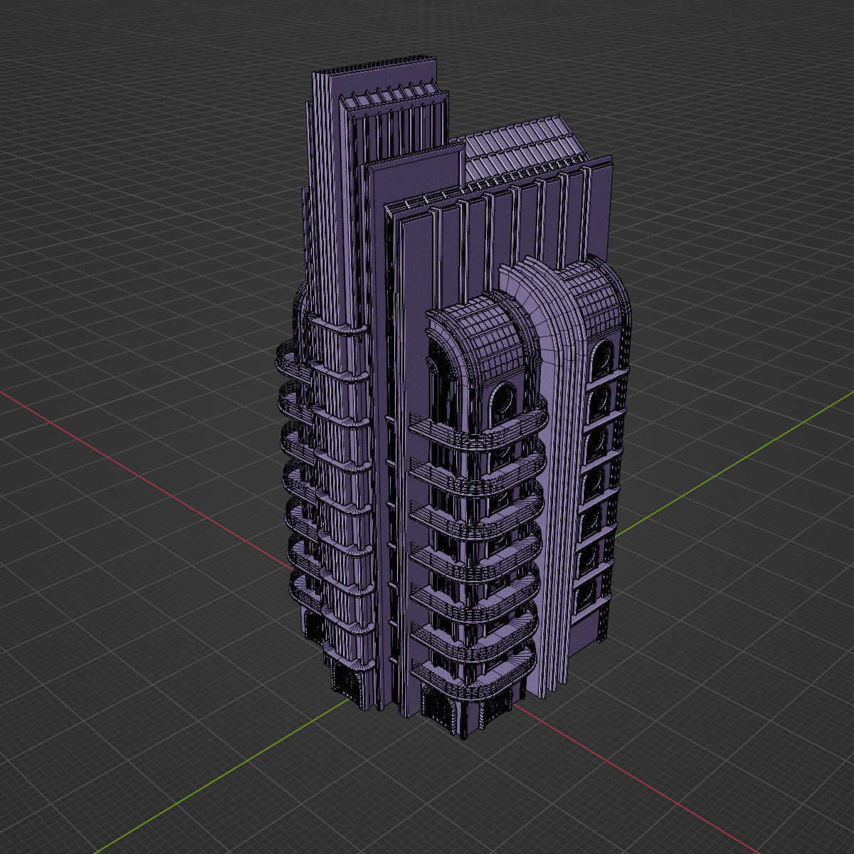 ART DECO SKYSCRAPER BUILDING 04 Low-poly 3D model_22