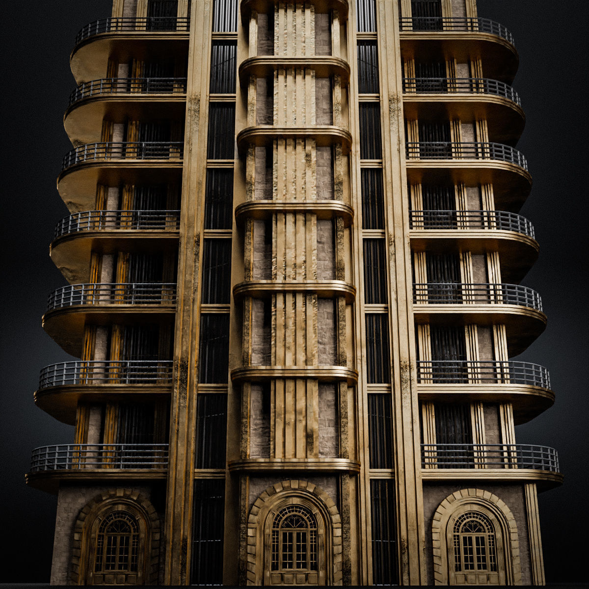 ART DECO SKYSCRAPER BUILDING 04 Low-poly 3D model_14
